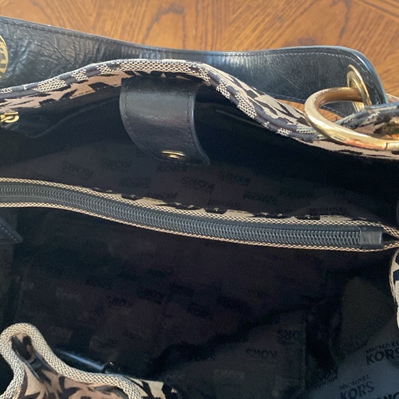 Michael Kors Brown and Black MK Logo Shoulder Bag - Picture 6 of 8